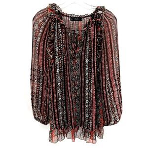Lucky Brand sheer balloon sleeves women’s blouse
